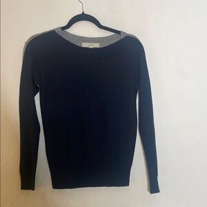 LOFT Blue and Gray Crew Neck Sweater